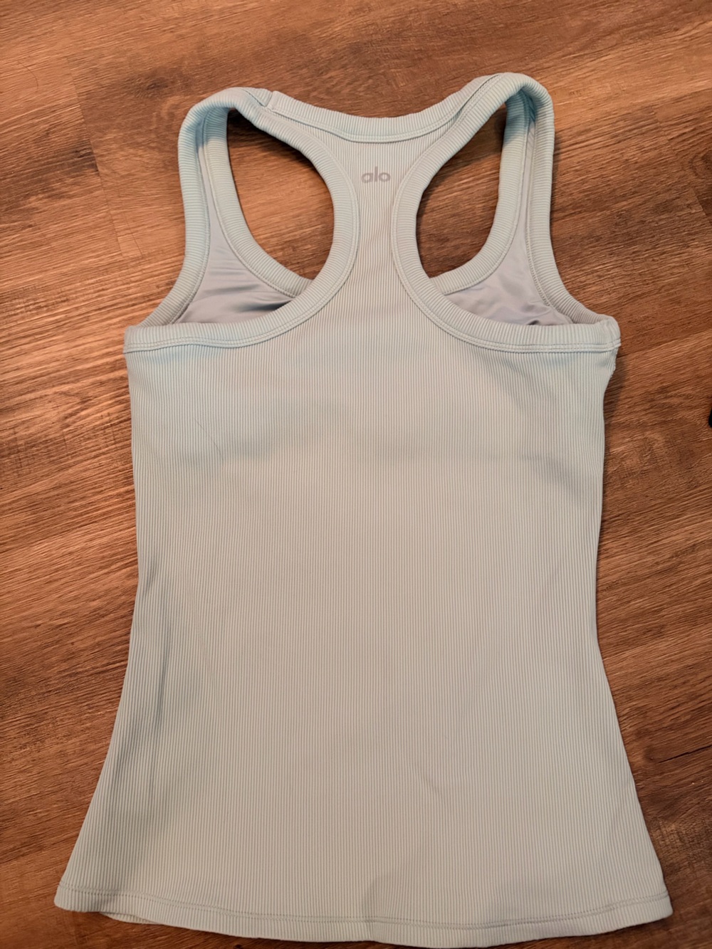 ALO Yoga Pale Blue Ribbed Racerback Tank - Picture 3 of 4